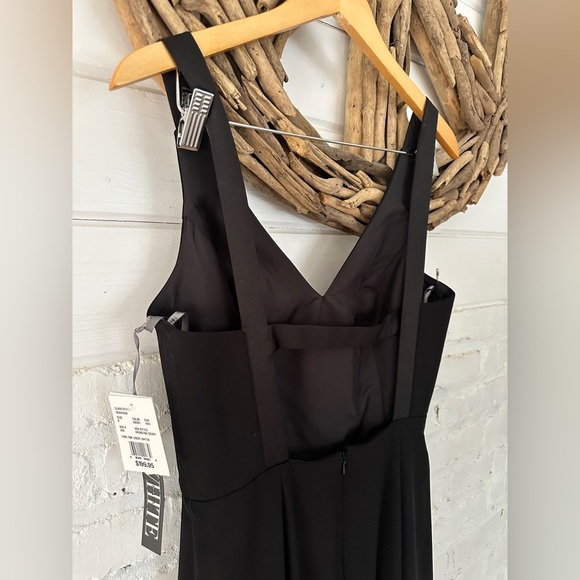 Vera Wang White Long Black Satin Crepe Dress – Size 8 (NWT, Missing Sash) - Picture 6 of 6